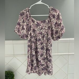 Altar’d State Floral Puffy Sleeve Babydoll Dress
